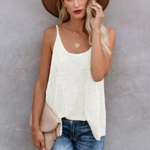 White Knitted Cami Tank Top